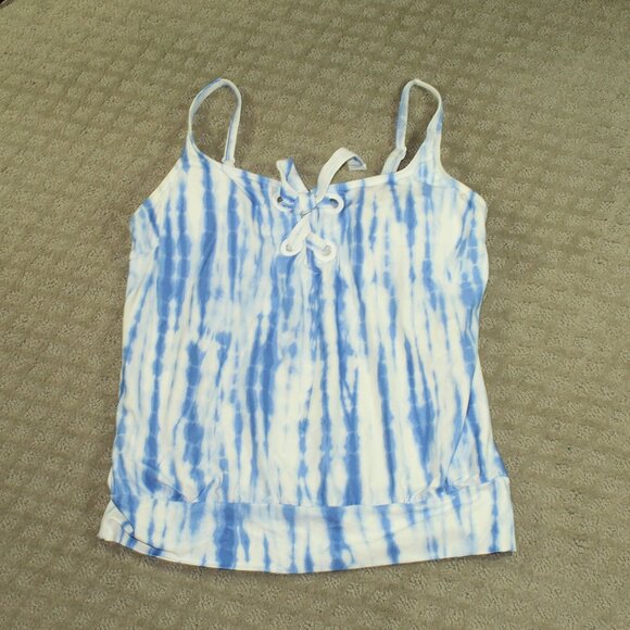$106 Michael Kors Tie-Dye Tankini Grommet Removable Soft Cups Blue Size Small - Picture 2 of 6
